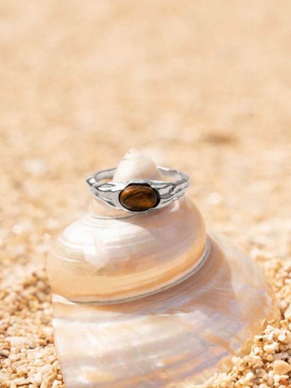 Atolea Sterling Silver Tiger Eye Ring Size 5